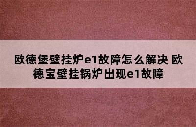 欧德堡壁挂炉e1故障怎么解决 欧德宝壁挂锅炉出现e1故障